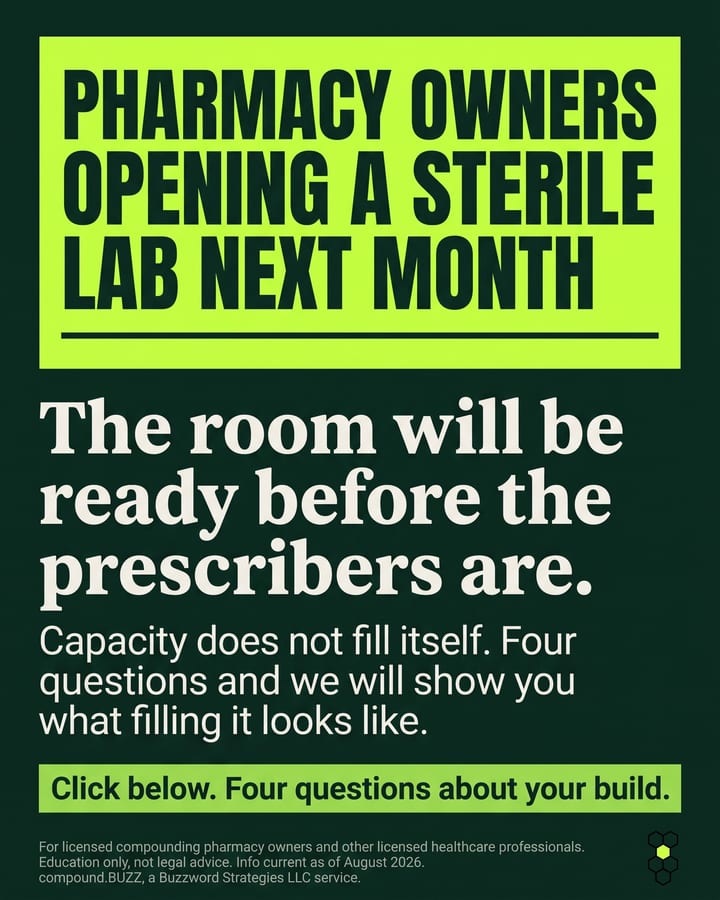compound.BUZZ ad: PHARMACY OWNERS OPENING A STERILE LAB NEXT MONTH