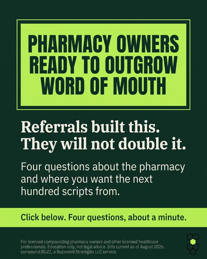 compound.BUZZ ad: PHARMACY OWNERS READY TO OUTGROW WORD OF MOUTH